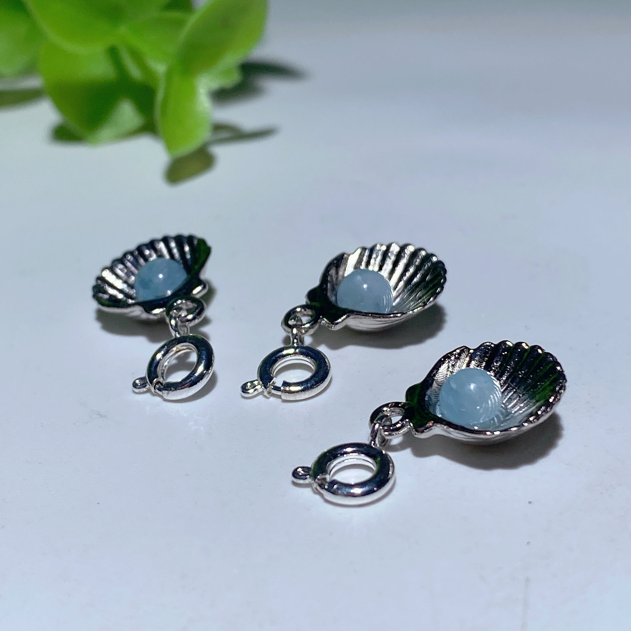 Mini Silver Shell Pendant with Crystal 12mm Healing Necklace