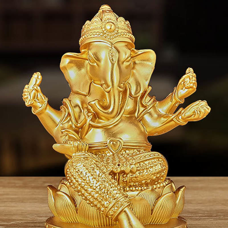 Mini statue dorée de Ganesh 4,5 x 4 x 6 cm pour la méditation