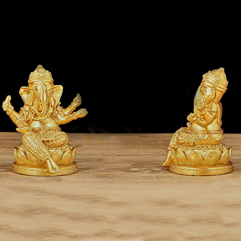 Mini statue dorée de Ganesh 4,5 x 4 x 6 cm pour la méditation