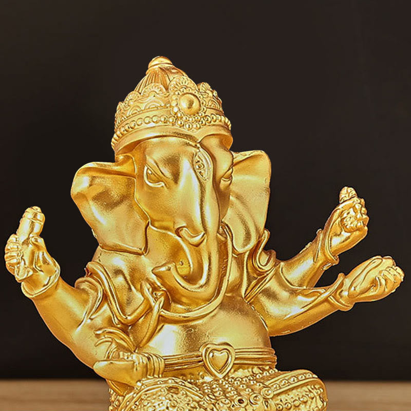 Mini statue dorée de Ganesh 4,5 x 4 x 6 cm pour la méditation