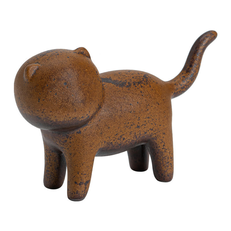 Figurines miniatures en céramique représentant un chat debout et une grenouille Feng Shui pour la décoration intérieure