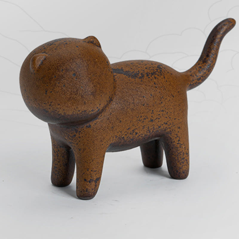 Figurines miniatures en céramique représentant un chat debout et une grenouille Feng Shui pour la décoration intérieure