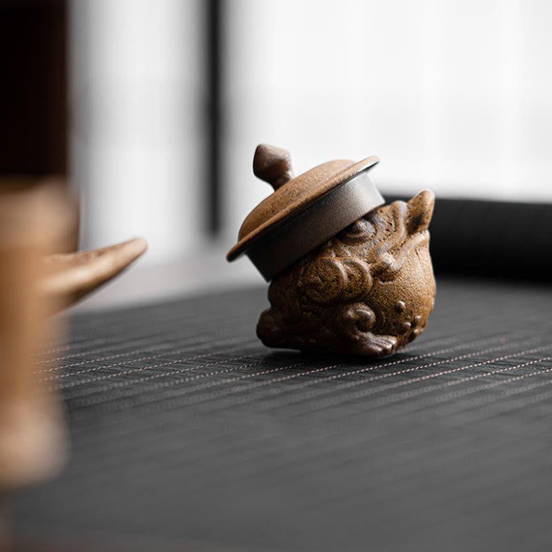 Figurines miniatures en céramique représentant un chat debout et une grenouille Feng Shui pour la décoration intérieure