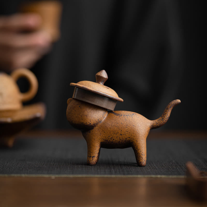 Figurines miniatures en céramique représentant un chat debout et une grenouille Feng Shui pour la décoration intérieure
