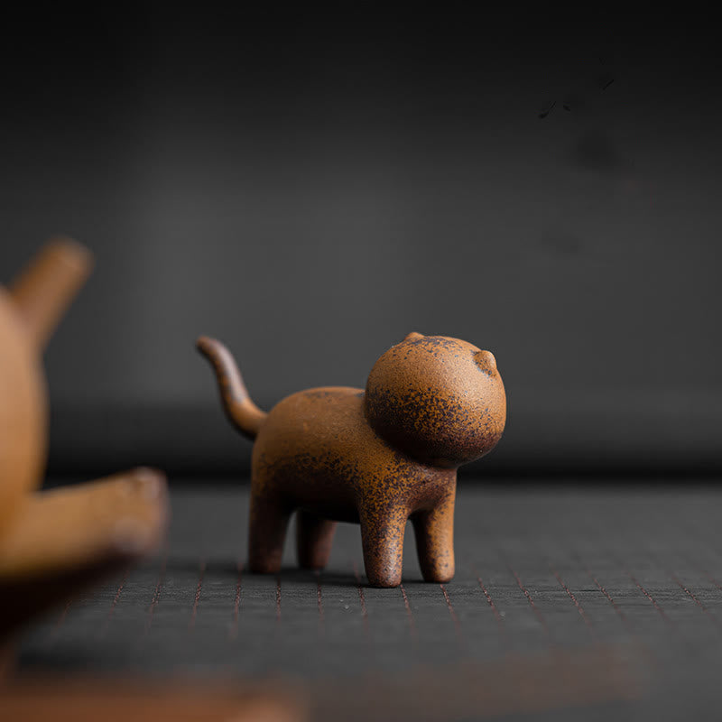 Figurines miniatures en céramique représentant un chat debout et une grenouille Feng Shui pour la décoration intérieure