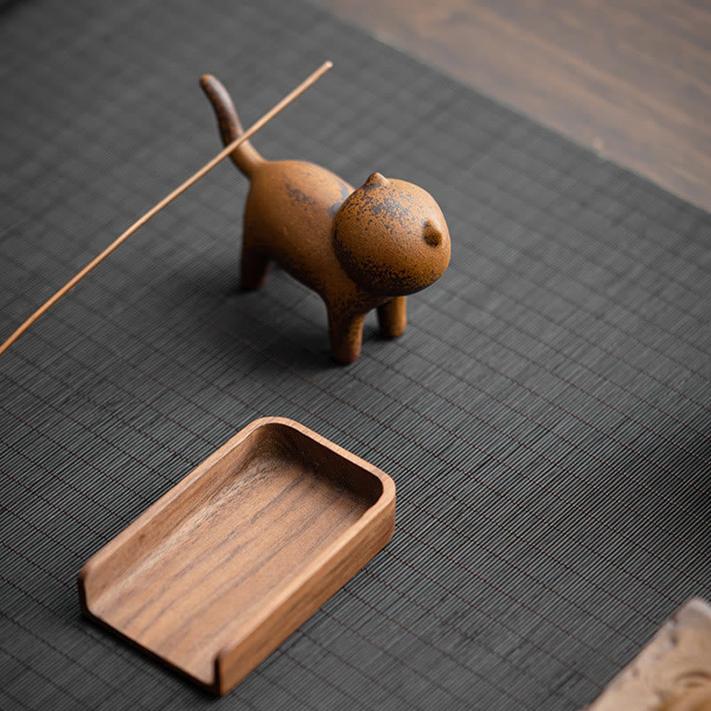 Figurines miniatures en céramique représentant un chat debout et une grenouille Feng Shui pour la décoration intérieure