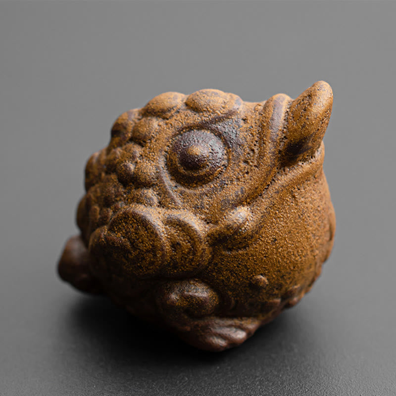 Figurines miniatures en céramique représentant un chat debout et une grenouille Feng Shui pour la décoration intérieure