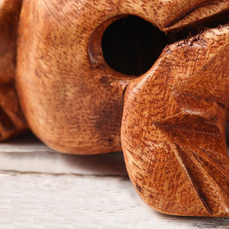 Grenouille miniature Feng Shui porte-bonheur en bois, 6,5 cm