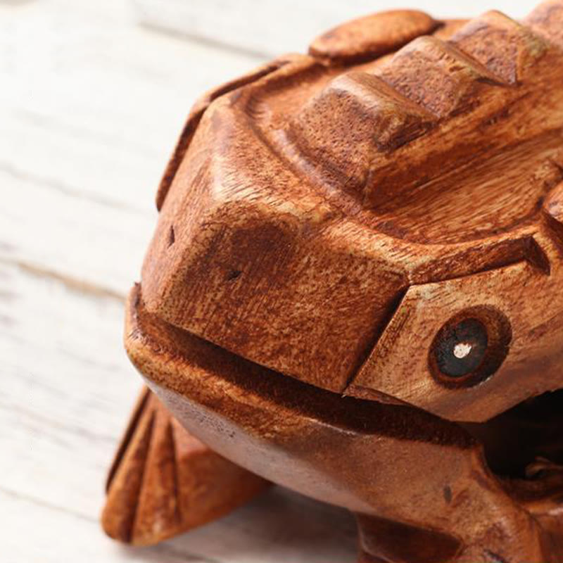 Grenouille miniature Feng Shui porte-bonheur en bois, 6,5 cm
