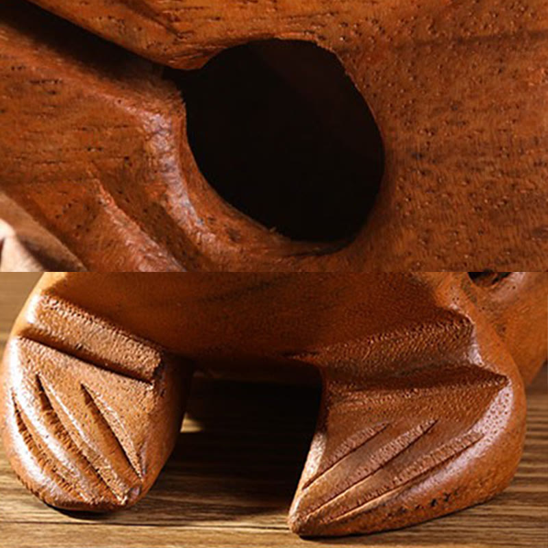 Grenouille miniature Feng Shui porte-bonheur en bois, 6,5 cm