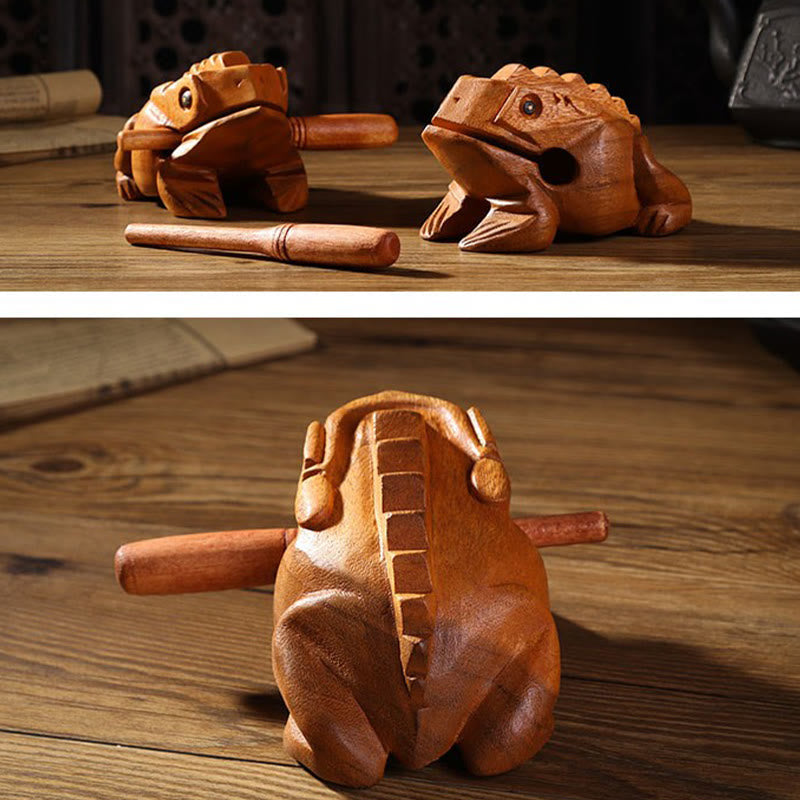 Grenouille miniature Feng Shui porte-bonheur en bois, 6,5 cm