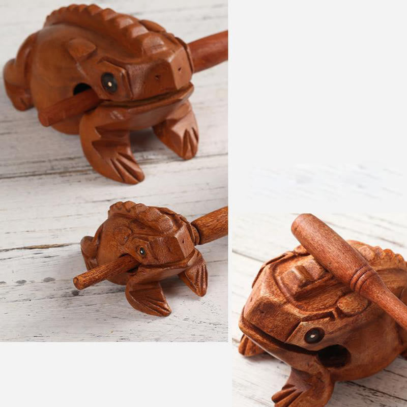 Grenouille miniature Feng Shui porte-bonheur en bois, 6,5 cm