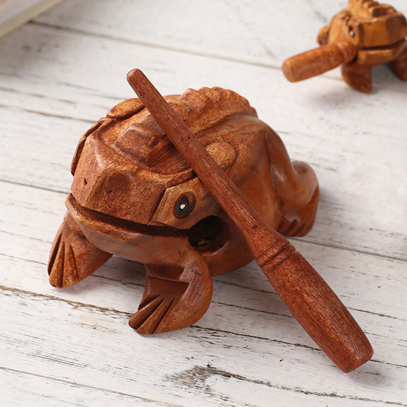 Grenouille miniature Feng Shui porte-bonheur en bois, 6,5 cm