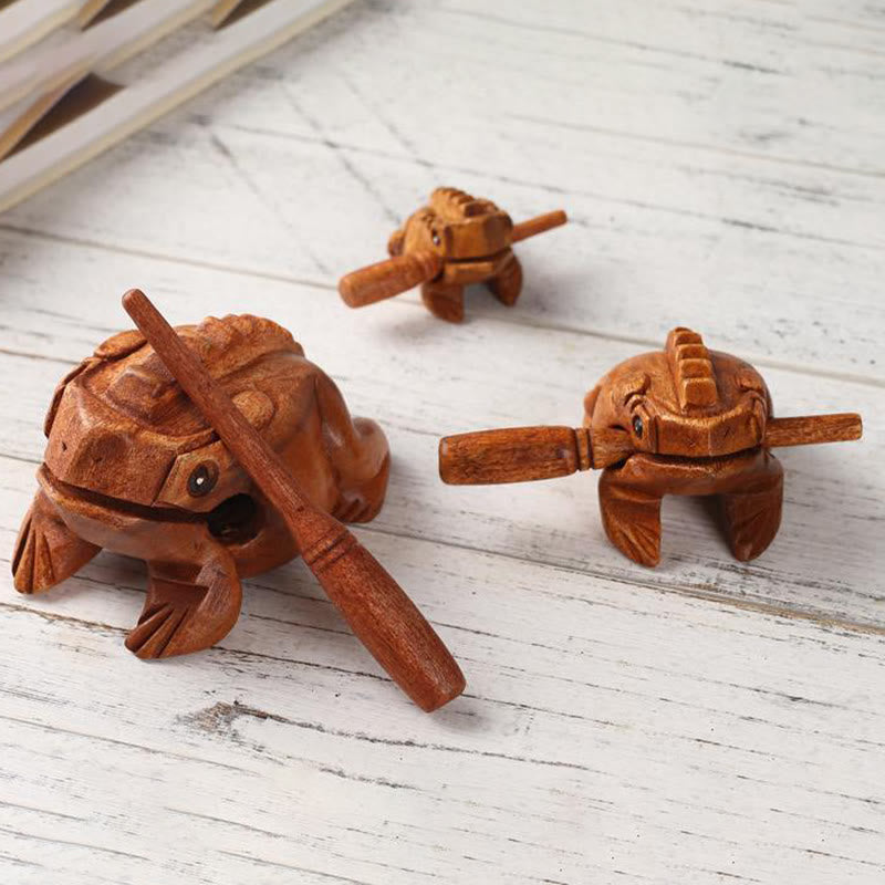 Grenouille miniature Feng Shui porte-bonheur en bois, 6,5 cm