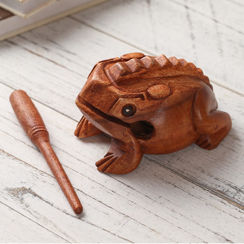 Grenouille miniature Feng Shui porte-bonheur en bois, 6,5 cm