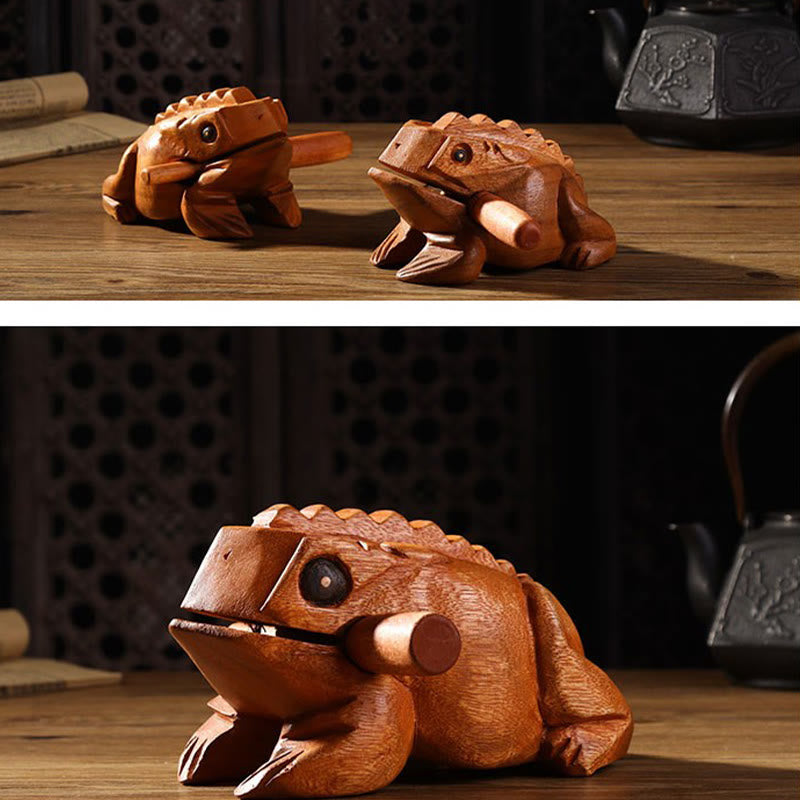 Grenouille miniature Feng Shui porte-bonheur en bois, 6,5 cm