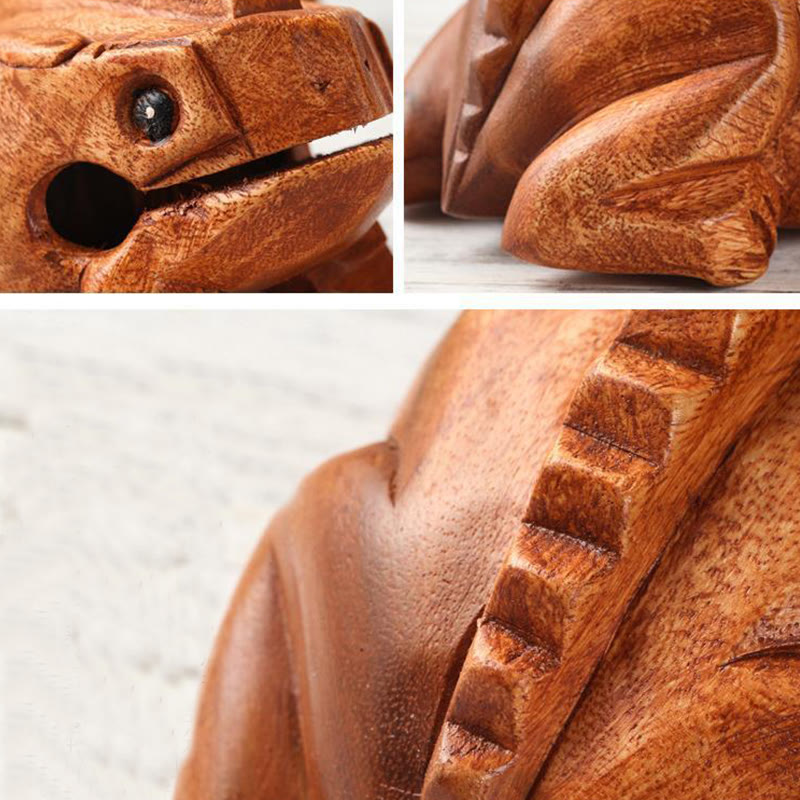 Grenouille miniature Feng Shui porte-bonheur en bois, 6,5 cm