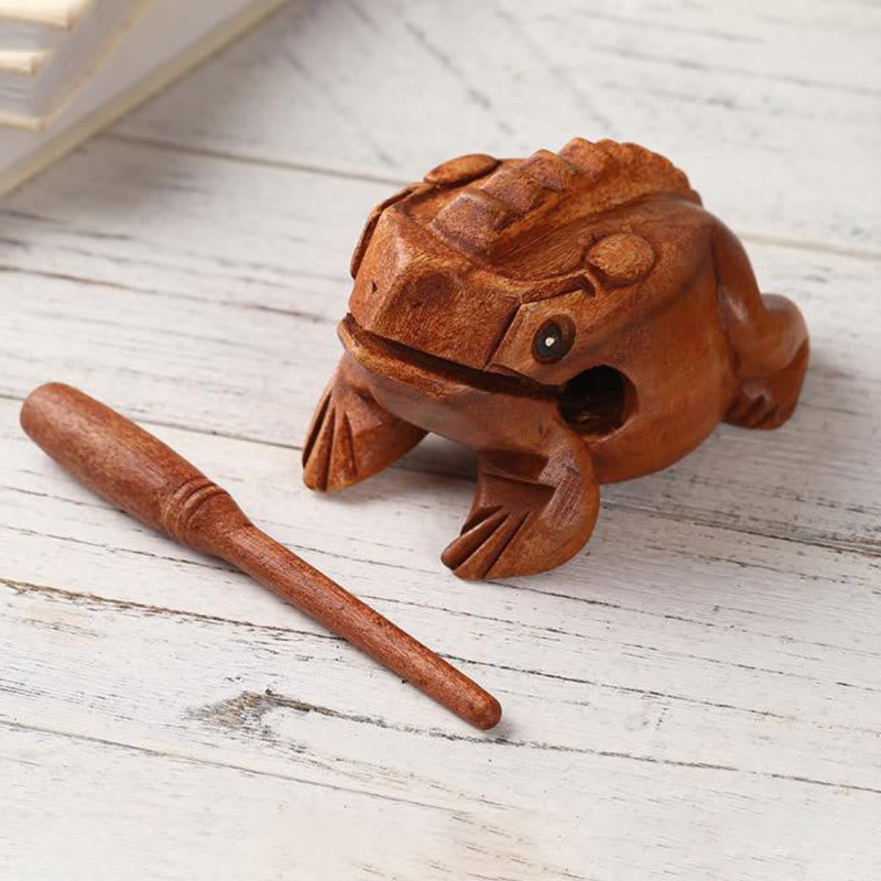 Grenouille miniature Feng Shui porte-bonheur en bois, 6,5 cm