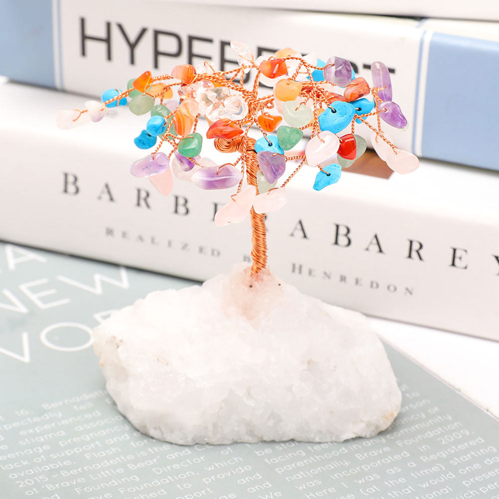 Mixed Colorful Crystal Lucky Tree 3 Inch with Quartz Base