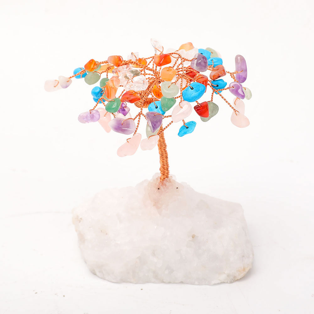 Mixed Colorful Crystal Lucky Tree 3 Inch with Quartz Base