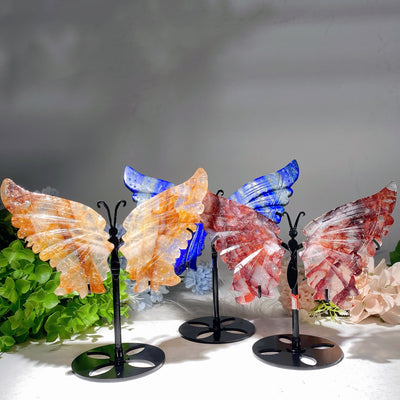 Figurine de guérison en cristal mixte avec ailes de papillon de 6 à 9 pouces