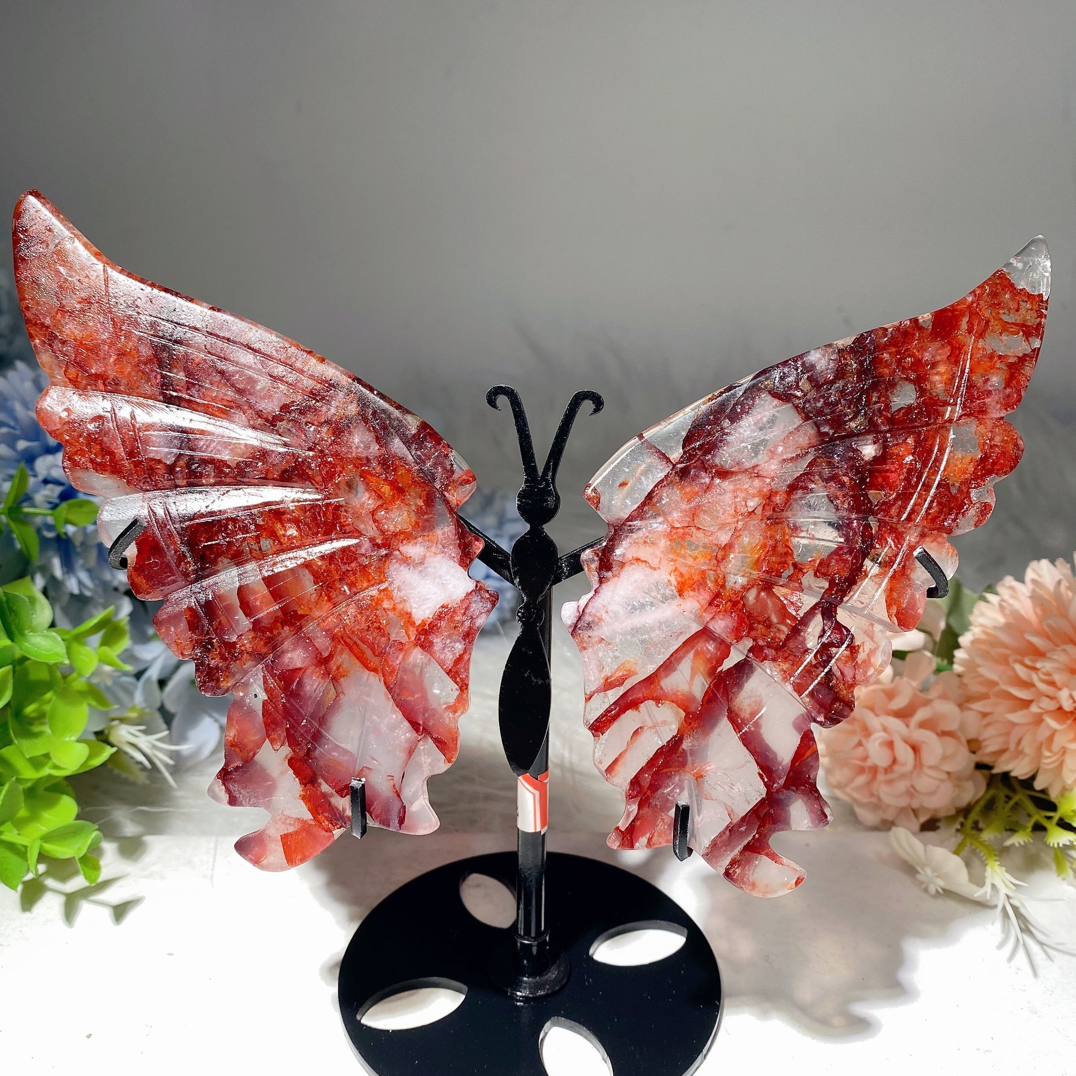 Figurine de guérison en cristal mixte avec ailes de papillon de 6 à 9 pouces