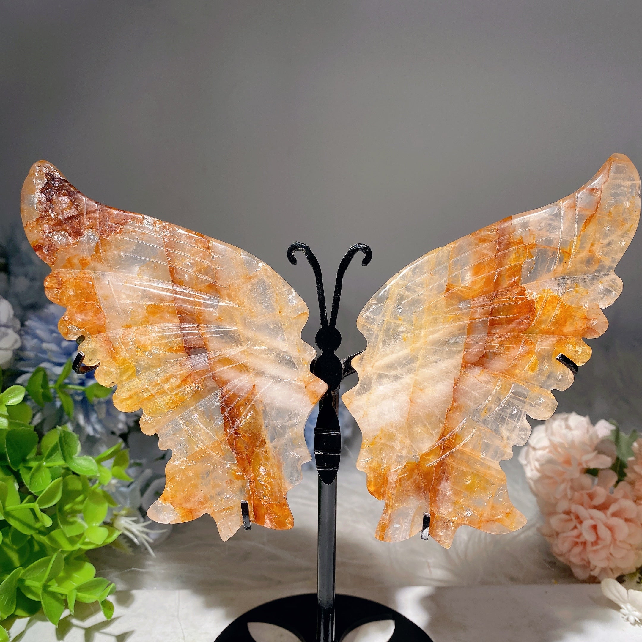 Figurine de guérison en cristal mixte avec ailes de papillon de 6 à 9 pouces