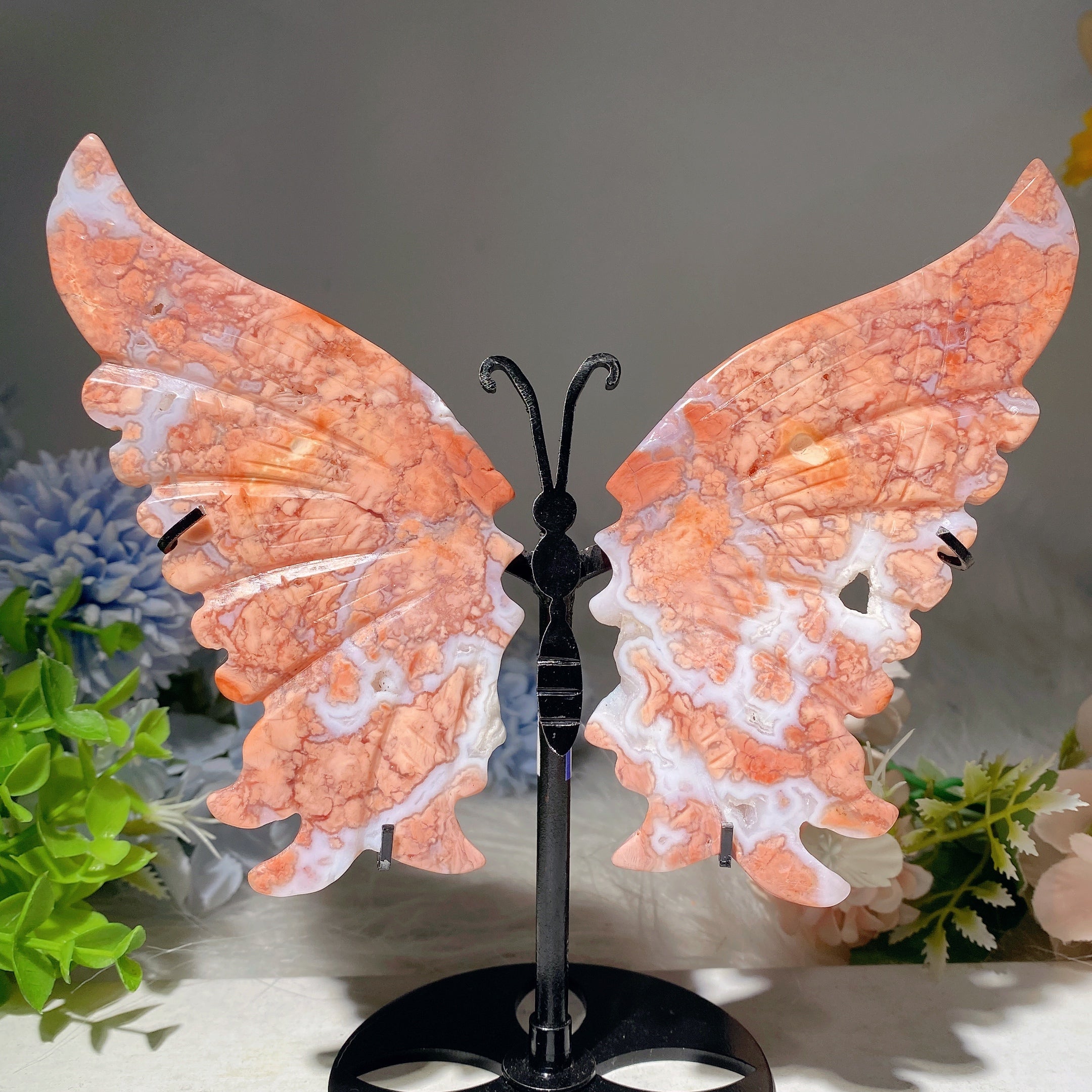 Figurine de guérison en cristal mixte avec ailes de papillon de 6 à 9 pouces