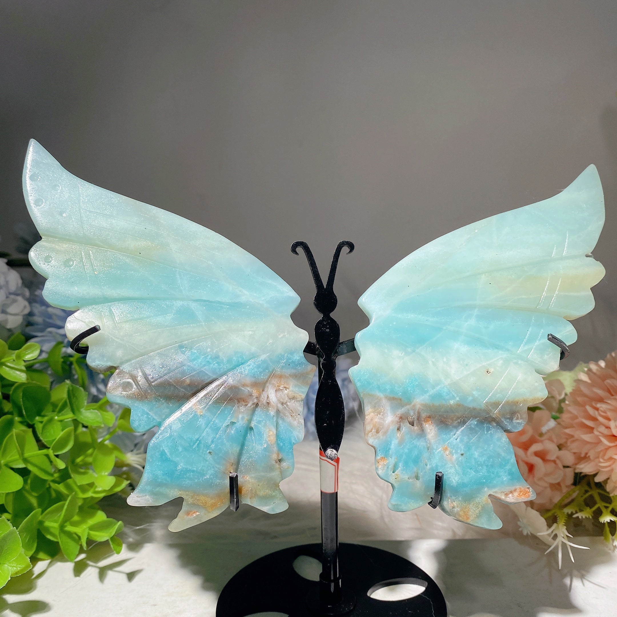 Figurine de guérison en cristal mixte avec ailes de papillon de 6 à 9 pouces