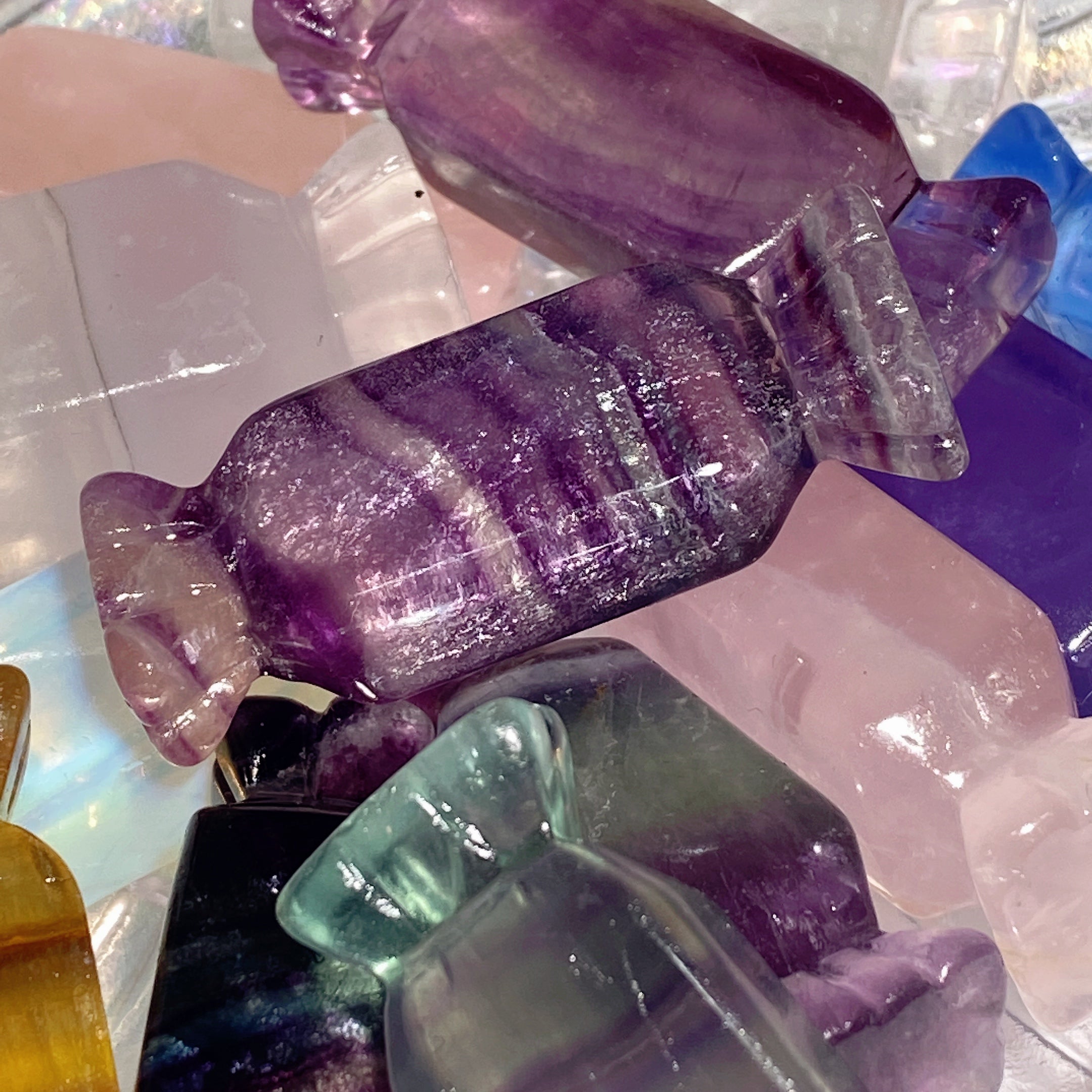 Mixed Crystal Candy Carvings 1.7-2.2 Inch Polished Quartz Shapes