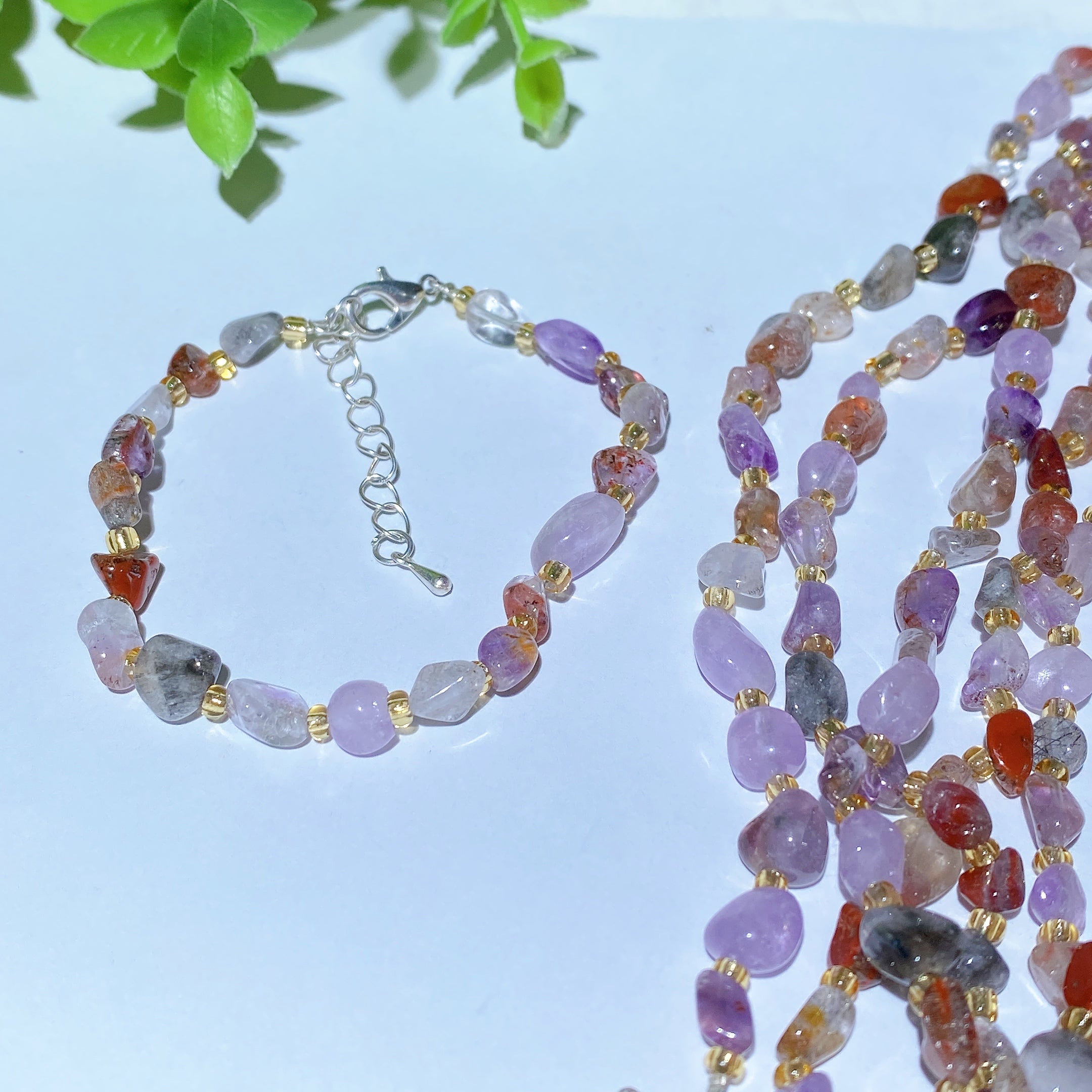 Mixed Crystal Chips Spiritual Healing Bracelet 6.3in