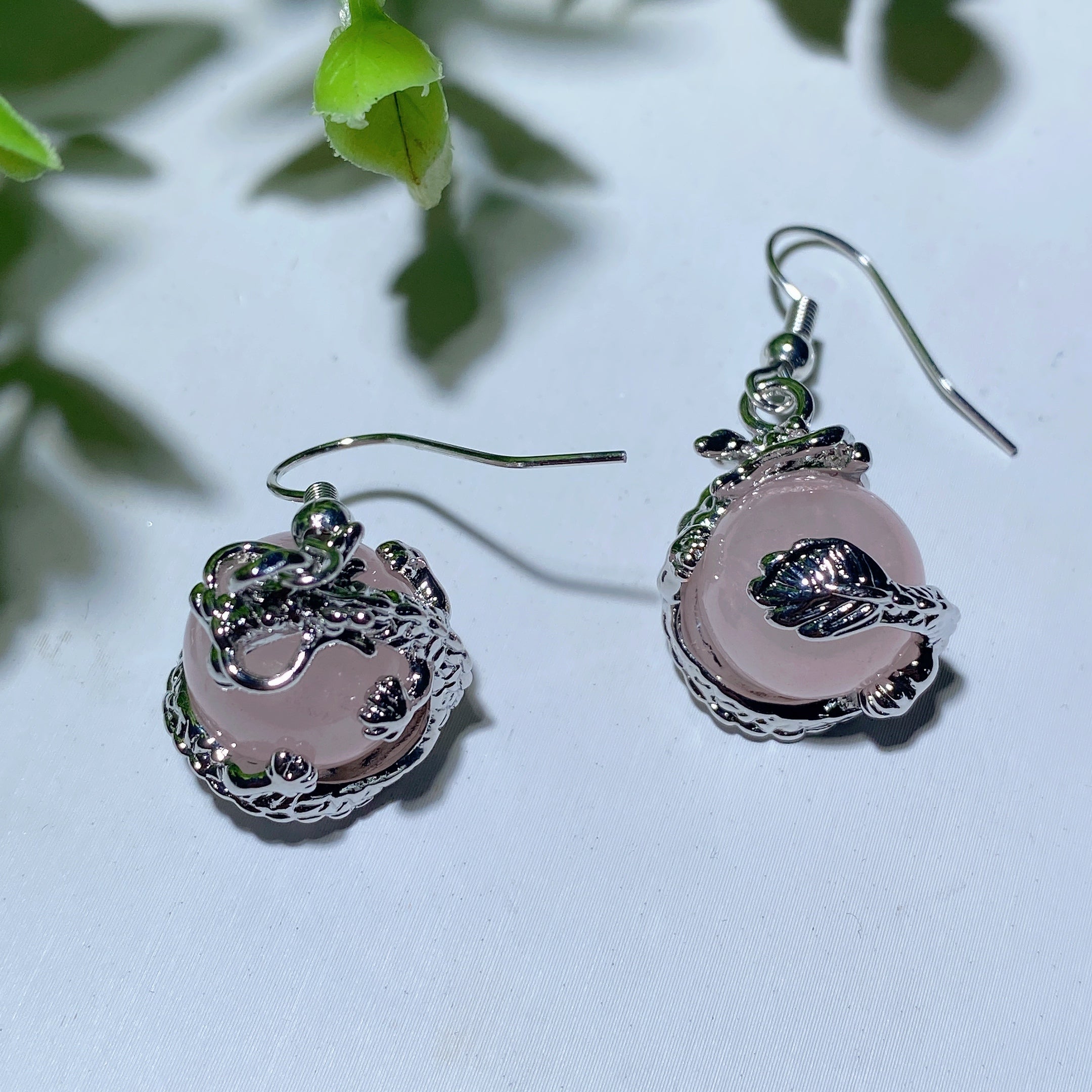 Mixed Crystal Dragon Earrings with Silver Dragon Design 1.5 Inch