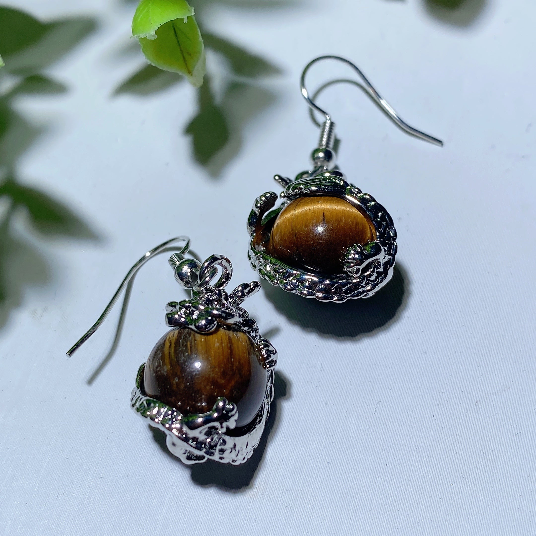 Mixed Crystal Dragon Earrings with Silver Dragon Design 1.5 Inch