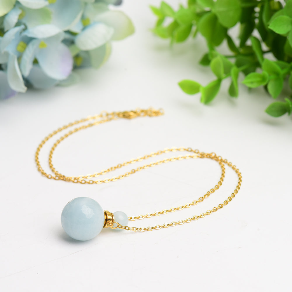 Collier de guérison en cristaux mixtes avec pendentif en forme de bouteille de parfum en or