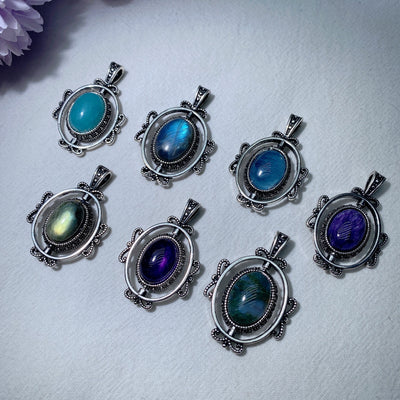 Pendentif de guérison en cristaux mixtes | Collier spirituel 4,1 cm