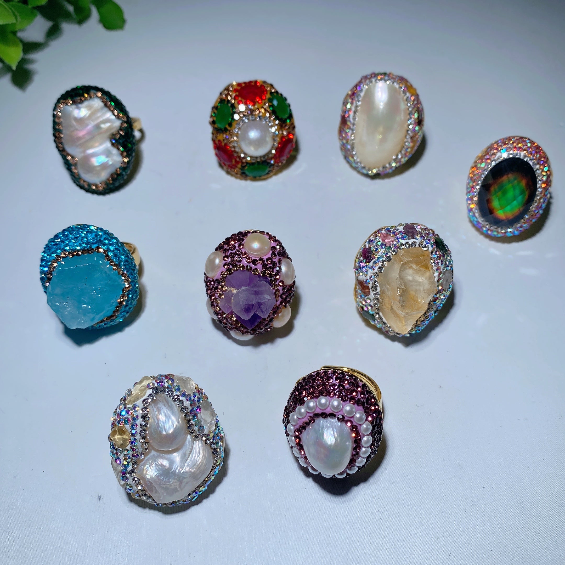 Mixed Crystal Healing Rings | Raw Stones 1.1 Inch - Spiritual