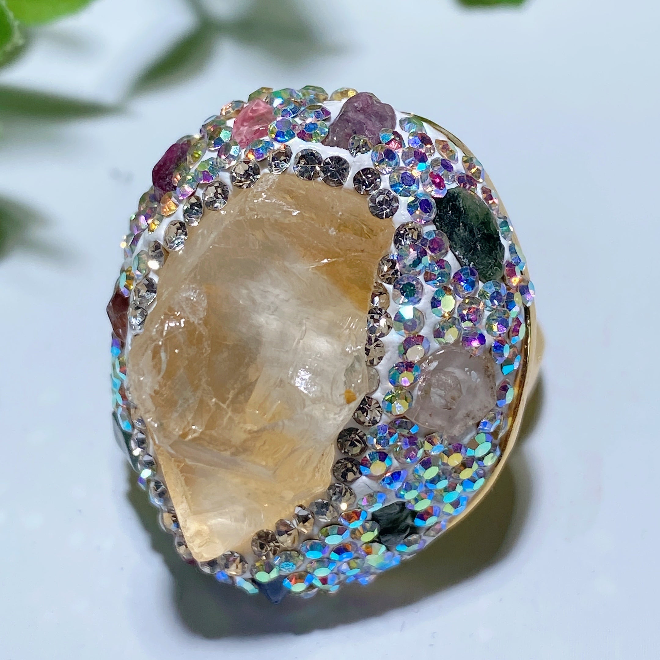 Mixed Crystal Healing Rings | Raw Stones 1.1 Inch - Spiritual