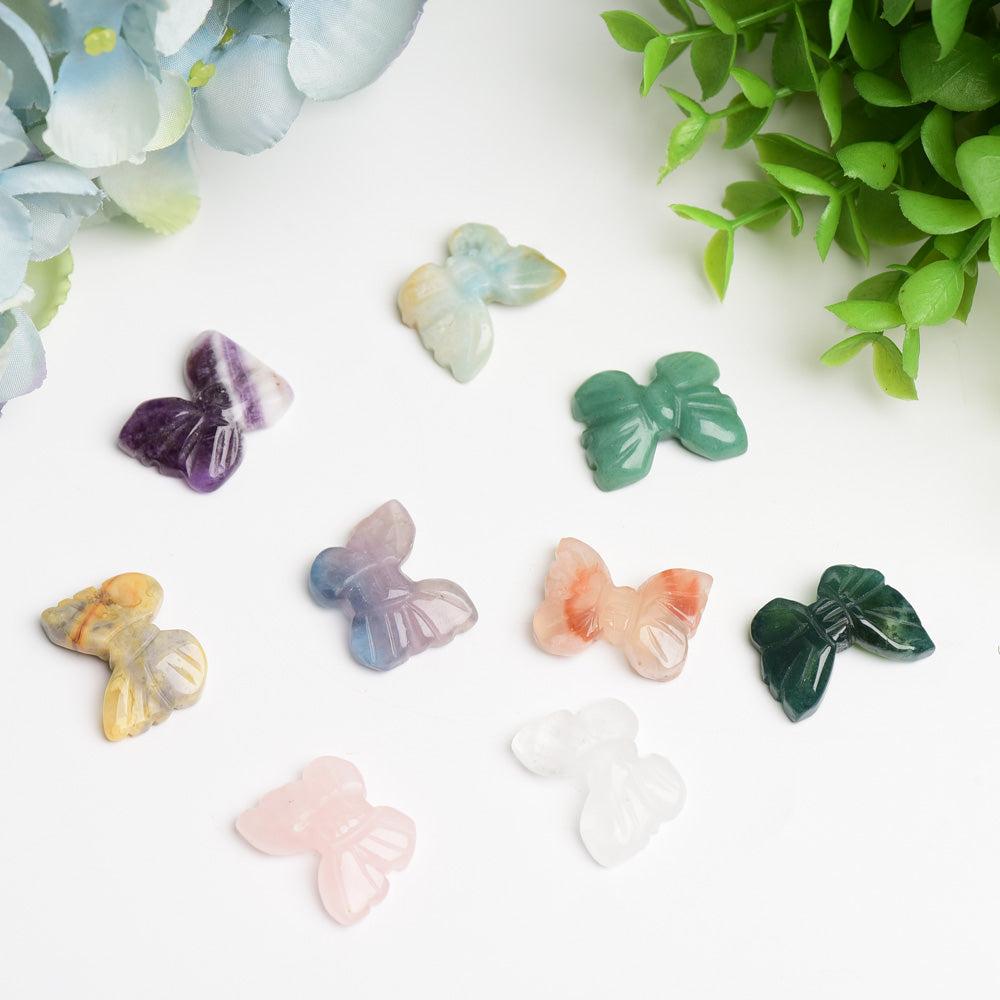 Mixed Crystal Mini Butterfly Carving 1 Inch Healing Figurine
