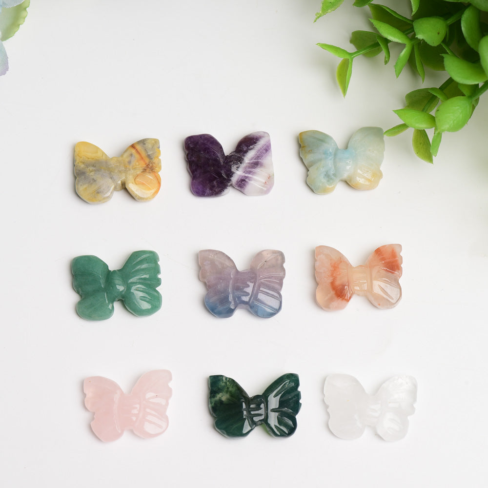 Mixed Crystal Mini Butterfly Carving 1 Inch Healing Figurine