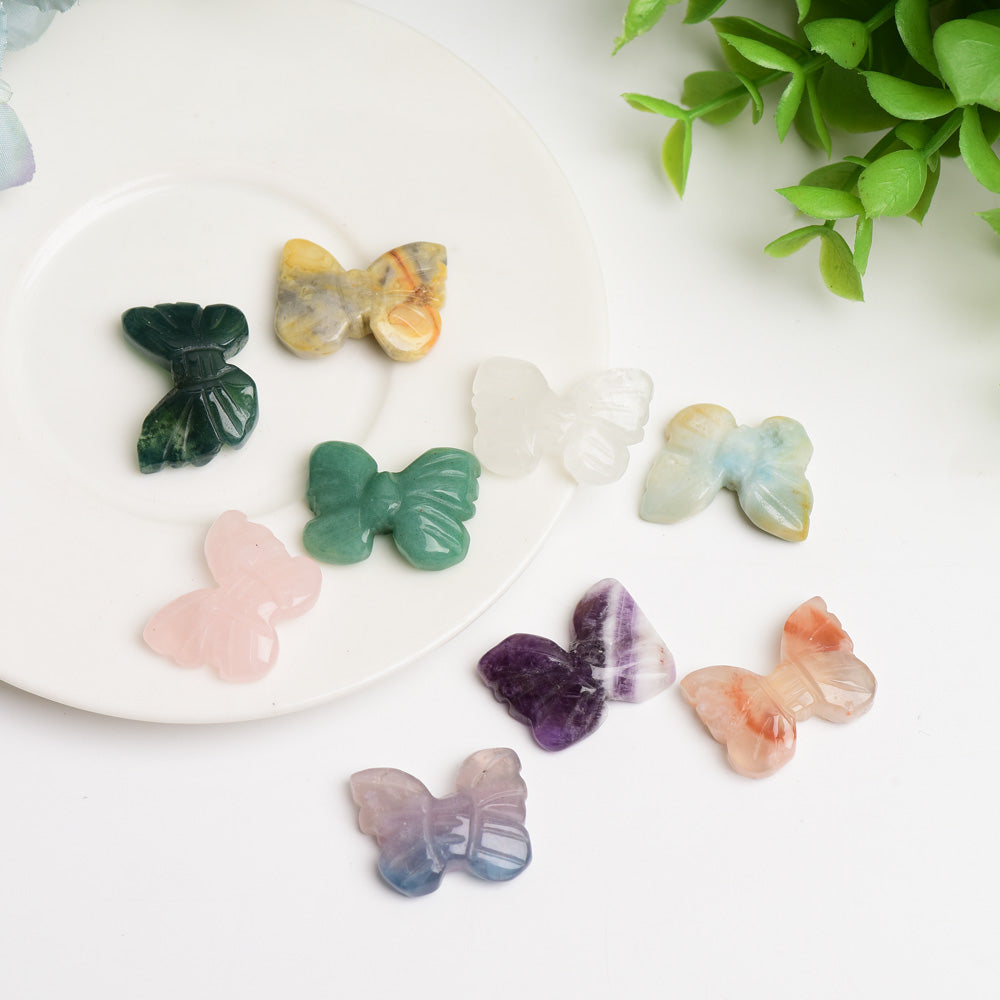Mixed Crystal Mini Butterfly Carving 1 Inch Healing Figurine
