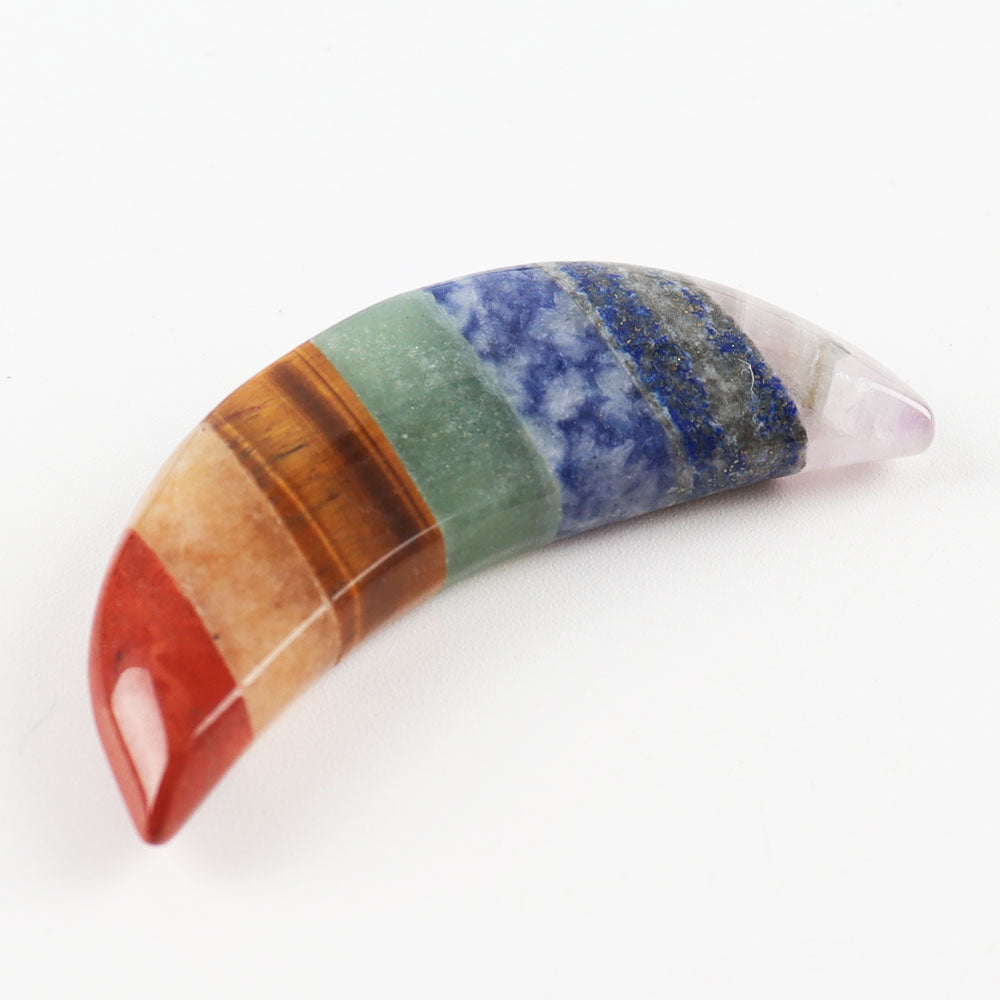Moon Shape 7 Chakra Palm Stone 0.95x1.97 in Healing Crystal