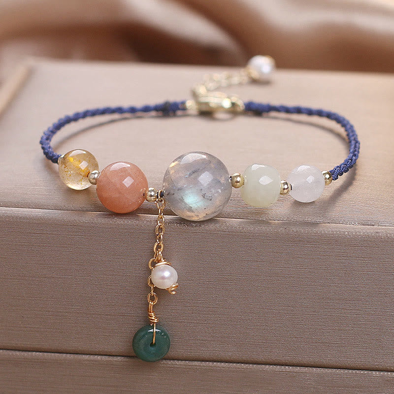 Bracelet en pierre de lune avec boucle de paix | Guérison, harmonie et équilibre