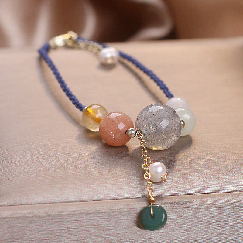 Bracelet en pierre de lune avec boucle de paix | Guérison, harmonie et équilibre