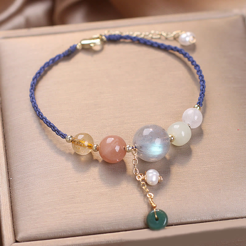 Bracelet en pierre de lune avec boucle de paix | Guérison, harmonie et équilibre