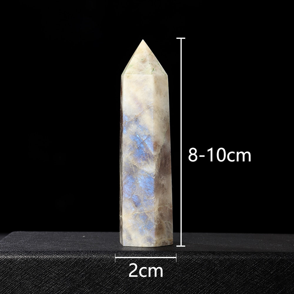 Tour de cristal de guérison en pierre de lune pour l'équilibre et l'amour