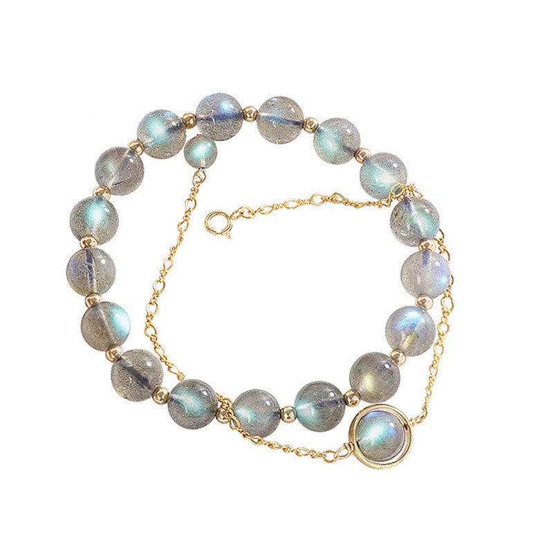 Bracelet d'amour en pierre de lune plaqué or 14 carats, bijou de guérison
