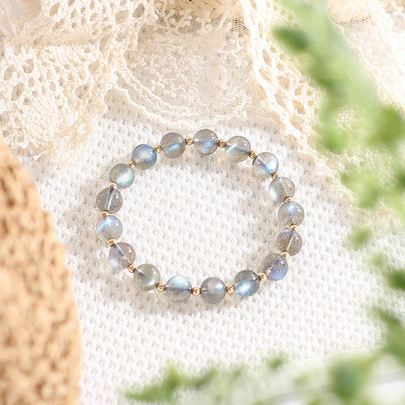 Bracelet d'amour en pierre de lune plaqué or 14 carats, bijou de guérison