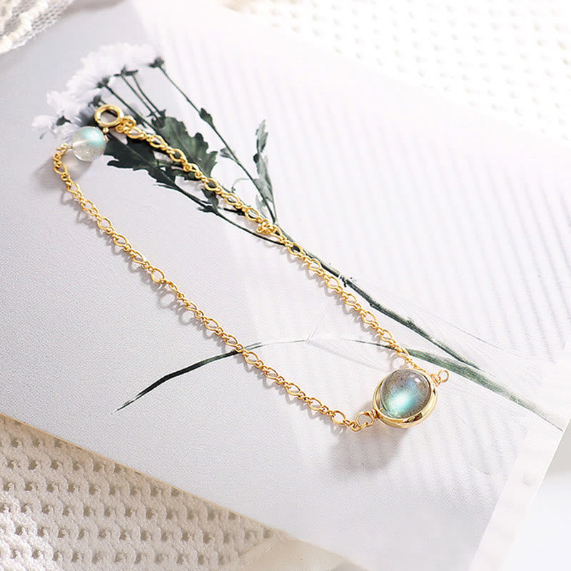 Bracelet d'amour en pierre de lune plaqué or 14 carats, bijou de guérison