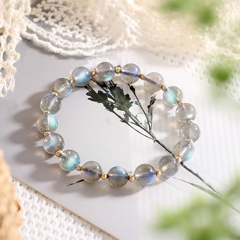 Bracelet d'amour en pierre de lune plaqué or 14 carats, bijou de guérison