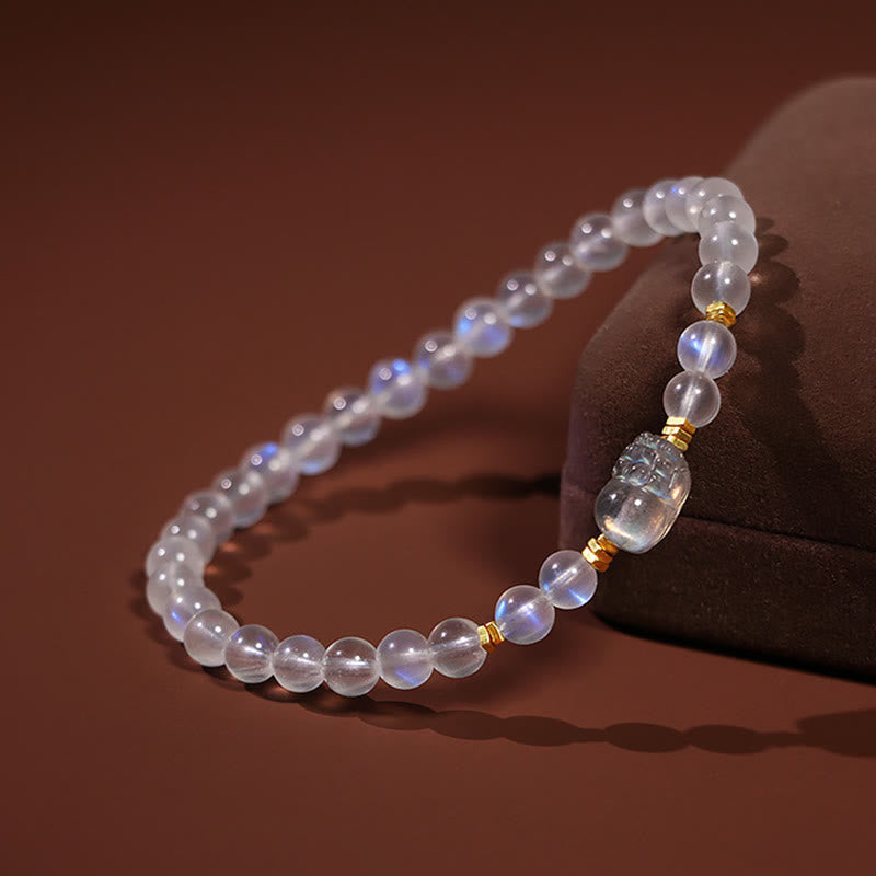 Bracelet de guérison en pierre de lune, amour et calme, argent 925 plaqué or
